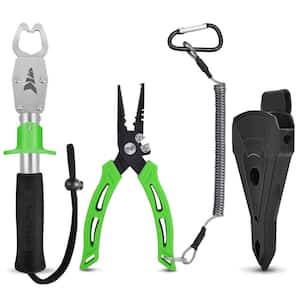 Green Multi-Functional Saltwater Fishing Tool Kit with Anti-Slip Rubber Handle