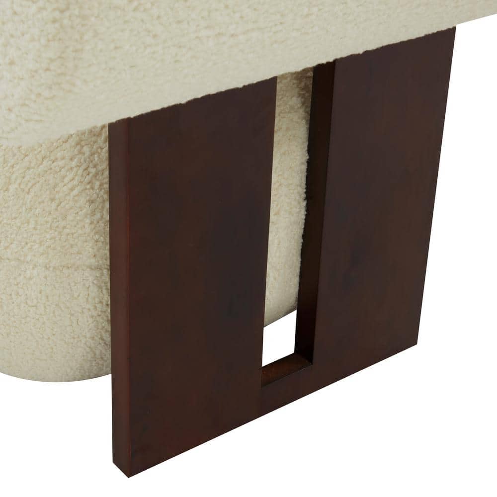 Ivory Faux Shearling and Pinewood Modern Barrel Accent Chair