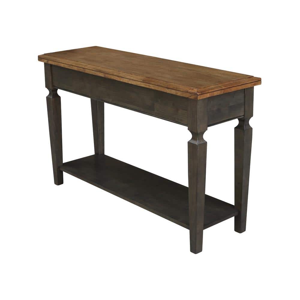Vista 56'' Hickory and Washed Coal Wood Console Table with Storage
