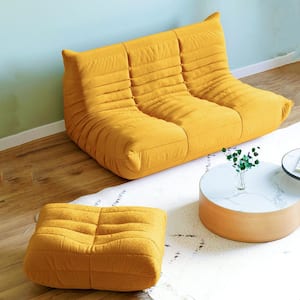 53 in. Armless 2-Seater Sofa in Yellow
