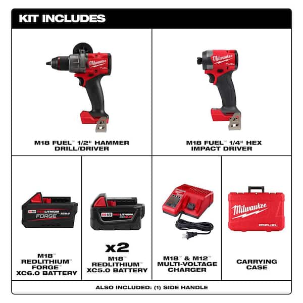 M18 FUEL 18V Lithium-Ion Brushless Cordless Hammer Drill & Impact Driver Combo Kit (2-Tool) w/ 3 Batteries