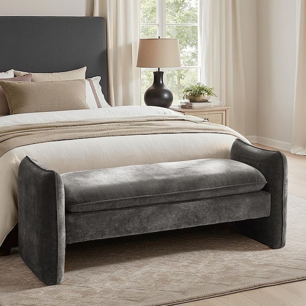Deborah 57.5 in. Grey Modern Chenille Bench