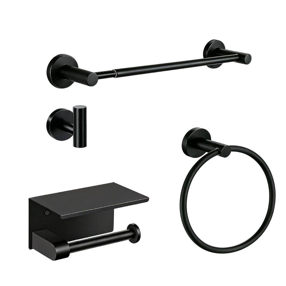 5-Piece Bathroom Hardware Set with Adjustable Towel Bar, Toilet Paper Holder, Hooks in Matte Black Finish price history on PriceWatchPro