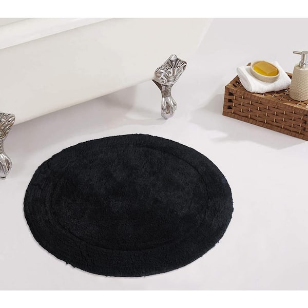 Waterford Collection 100% Cotton Tufted Bath Rug, Machine Wash, 22 in. Round, Black
