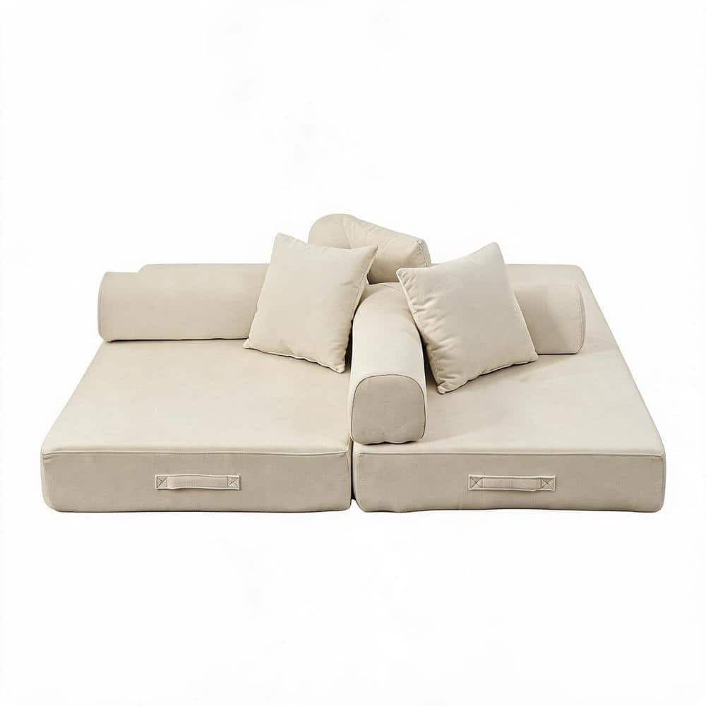 78.8 in. Beige Chenille Twin Size Sofa Bed with Armrest, Convertible Floor Sofa Couch for Living Room Bedroom Lounge price history on PriceWatchPro