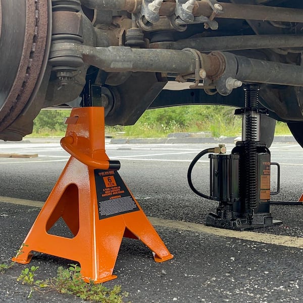 6-Ton Pin Type Jack Stand Set, Adjustable Height (2-Pack)