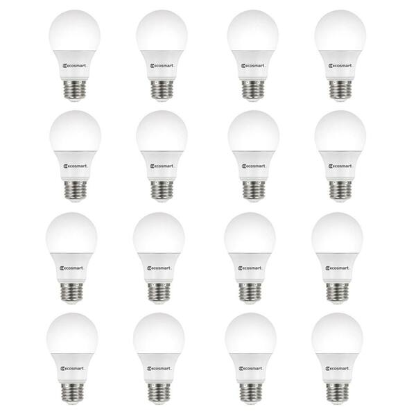 Ecosmart 100 Watt Equivalent A19 Non Dimmable Led Light Bulb Soft White 16 Pack A7a19a100wul01 The Home Depot
