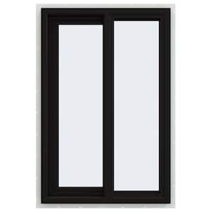 24 in. x 36 in. V-4500 Series Black Exterior/White Interior FiniShield Vinyl Left-Handed Sliding Window with Mesh Screen