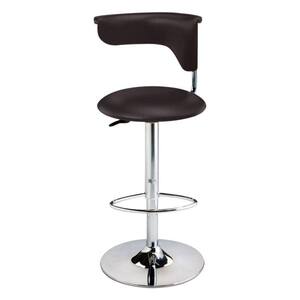 32 in. Dark Brown and Chrome Low Back Metal Frame Counter Stool with Faux Leather Seat