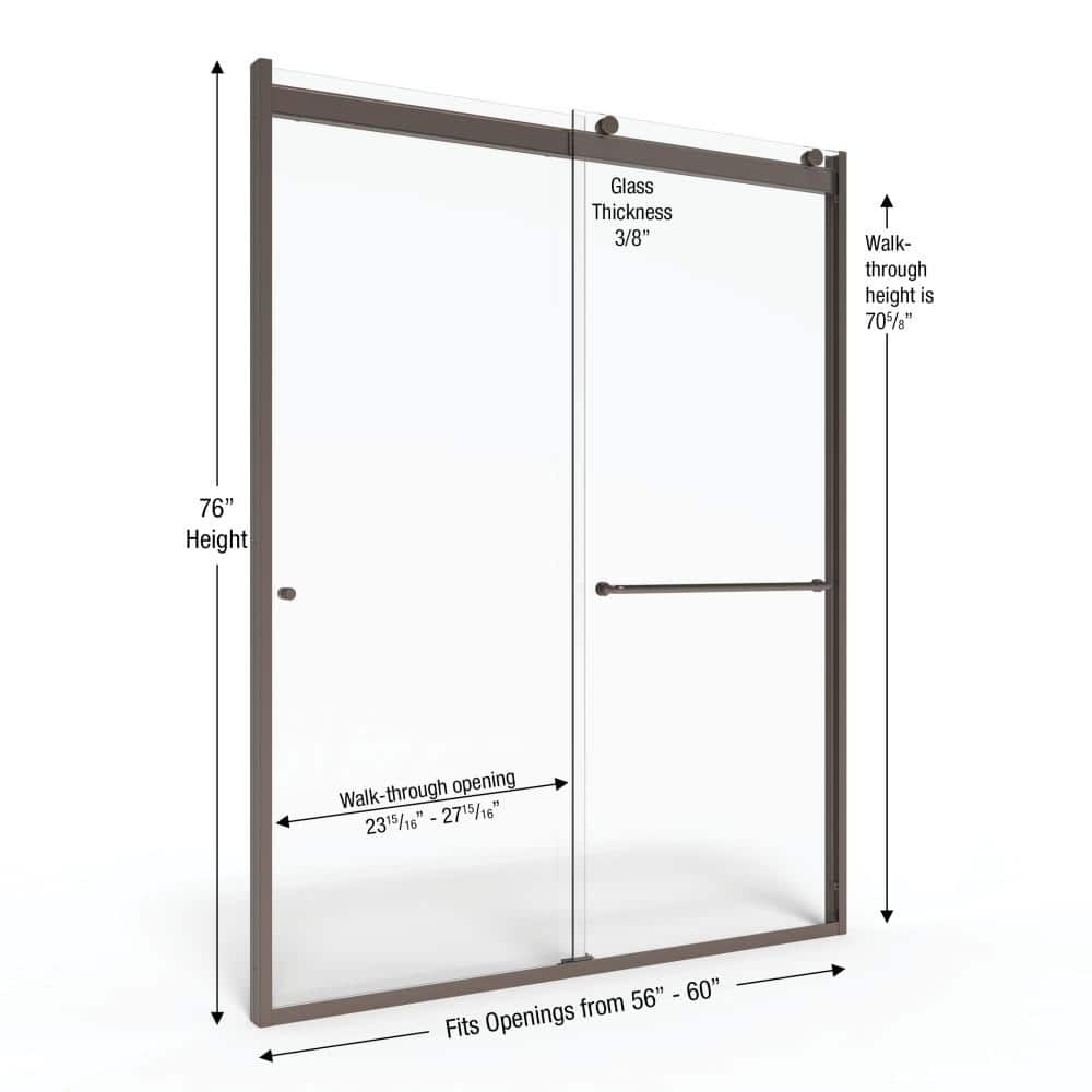 Rotolo 60" Oil Rubbed Bronze Semi-Frameless Sliding Shower Door