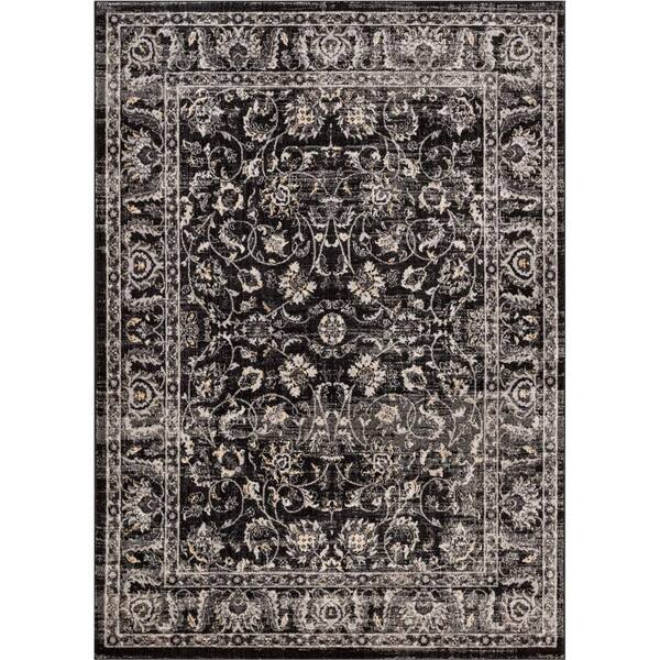 Well Woven Amba Sonoma Charcoal 8 ft. x 10 ft. Traditional Distressed Area Rug