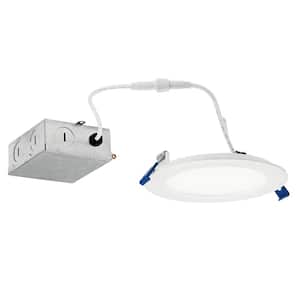 Direct-to-Ceiling Integrated LED 5 in. Round Canless Recessed Light for Bathroom Ultra Thin White 2700K (1-Pack)