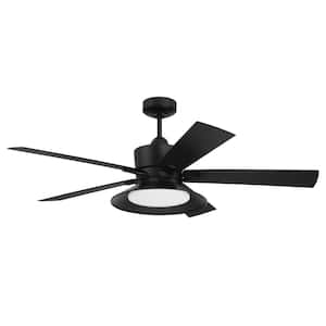 Topper 52 in. Indoor/Outdoor Flat Black Ceiling Fan with Smart Wi-Fi Enabled Remote and Integrated LED Light Kit
