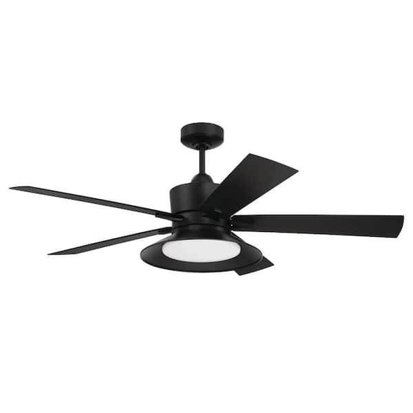 CRAFTMADE Topper 52 in. Indoor/Outdoor Flat Black Ceiling Fan with Smart Wi-Fi Enabled Remote and Integrated LED Light Kit