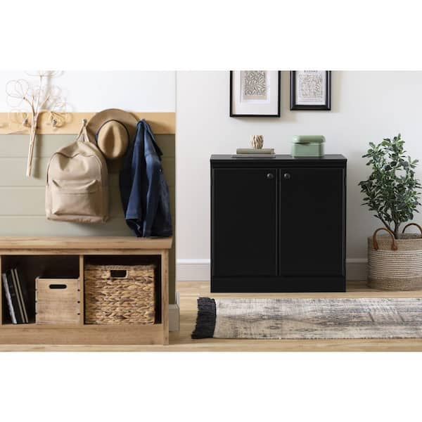 South Shore Vito Small 2 Door Storage Cabinet Pure Black - Office Depot