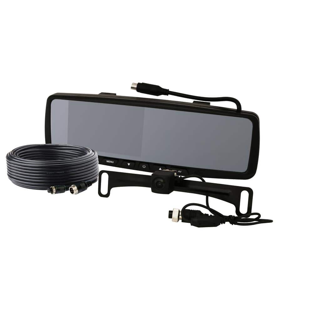 ECCO LCD Color Rearview Mirror Monitor, License Plate Camera and Backup  Camera Kit EC4210B-K The Home Depot
