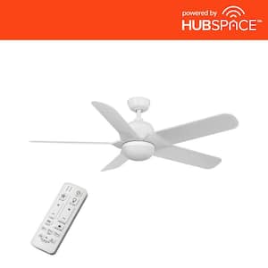 Sarita 54 in. White Changing LED Matte White Hubspace Smart Ceiling Fan with Remote and DC Motor Included