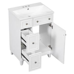 24 in. W x 18 in. D x 34 in. H Single Sink Freestanding Bath Vanity in White with White Ceramic Top and Cabinet