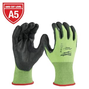 Medium High Visibility Level 5 Cut Resistant Polyurethane Dipped Work Gloves