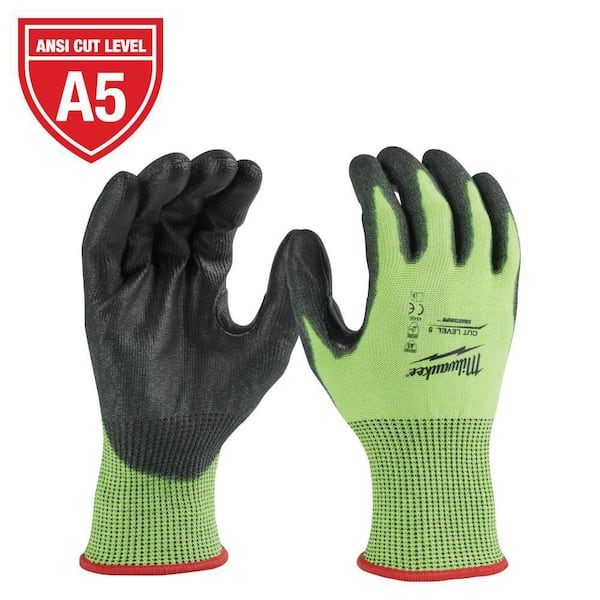 Milwaukee X-Large High Visibility Level 5 Cut Resistant Polyurethane Dipped Work Gloves