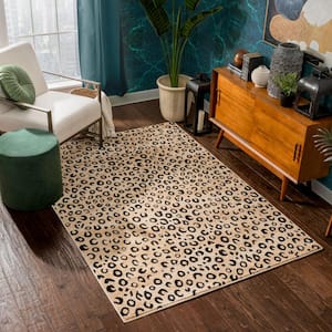 Dulcet Leopard Black 3 ft. x 5 ft. Modern Animal Print Area Rug