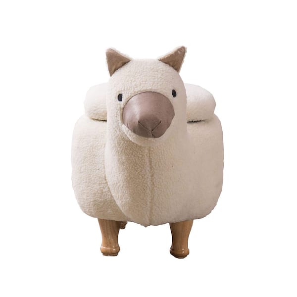Home 2 Office Tan Fabric Llama Animal Storage Kids Ottoman