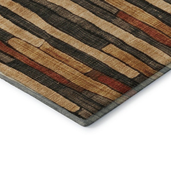 Mayfield Premium Machine Washable Abstract AMF1301 Coffee 5 ft. x 7 ft. 6 in. Area Rug