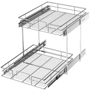 LYNK PROFESSIONAL Slide Out Cabinet Organizer - Pull Out Under Cabinet  Sliding Shelf - 17 in. Wide x 21 in. Deep - Chrome 401721DS - The Home Depot