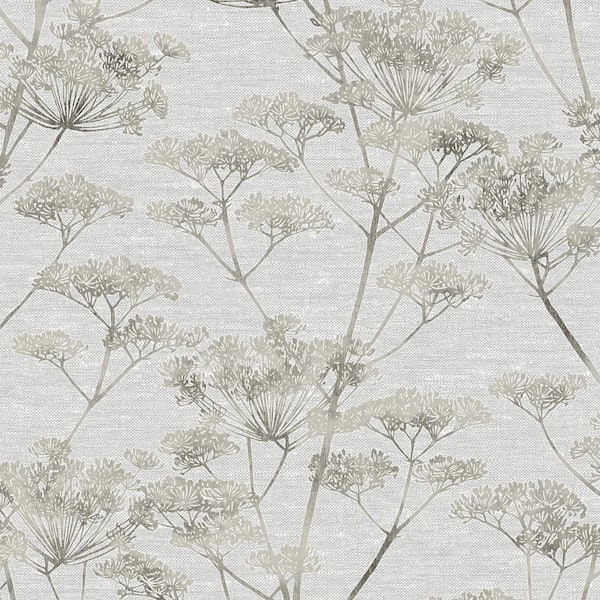 Boutique Serene Seedhead Grey Wallpaper