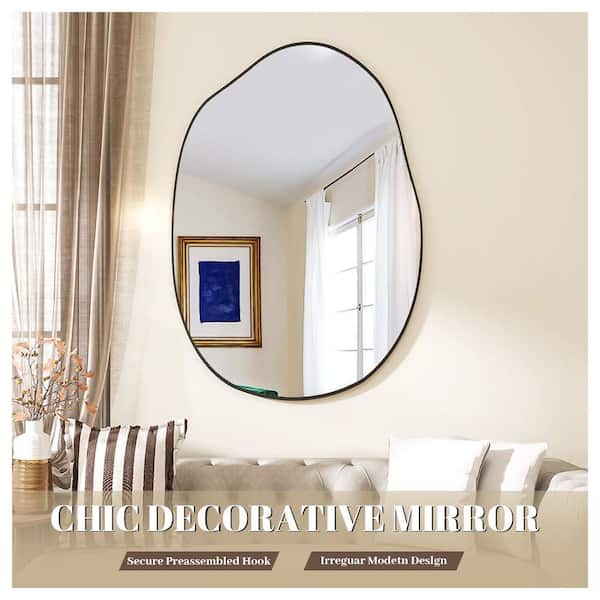 26 in. W x 38 in. H Irregular Unique Shape Decorative for Living Room Bedroom Entryway Hallway Wall Frameless Mirror