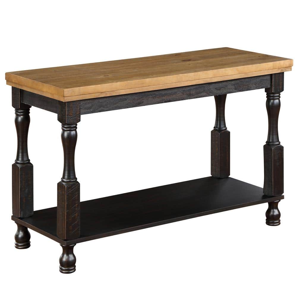 Furniture of America Heavenly 47 in. Antique Black and Oak Rectangle