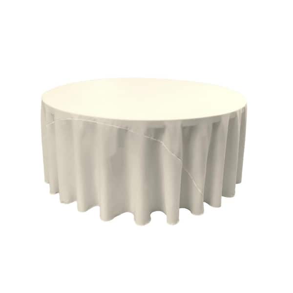 Round Ivory Polyester Poplin Tablecloth, How Many Chairs Fit Around A 55 Inch Round Tablecloth
