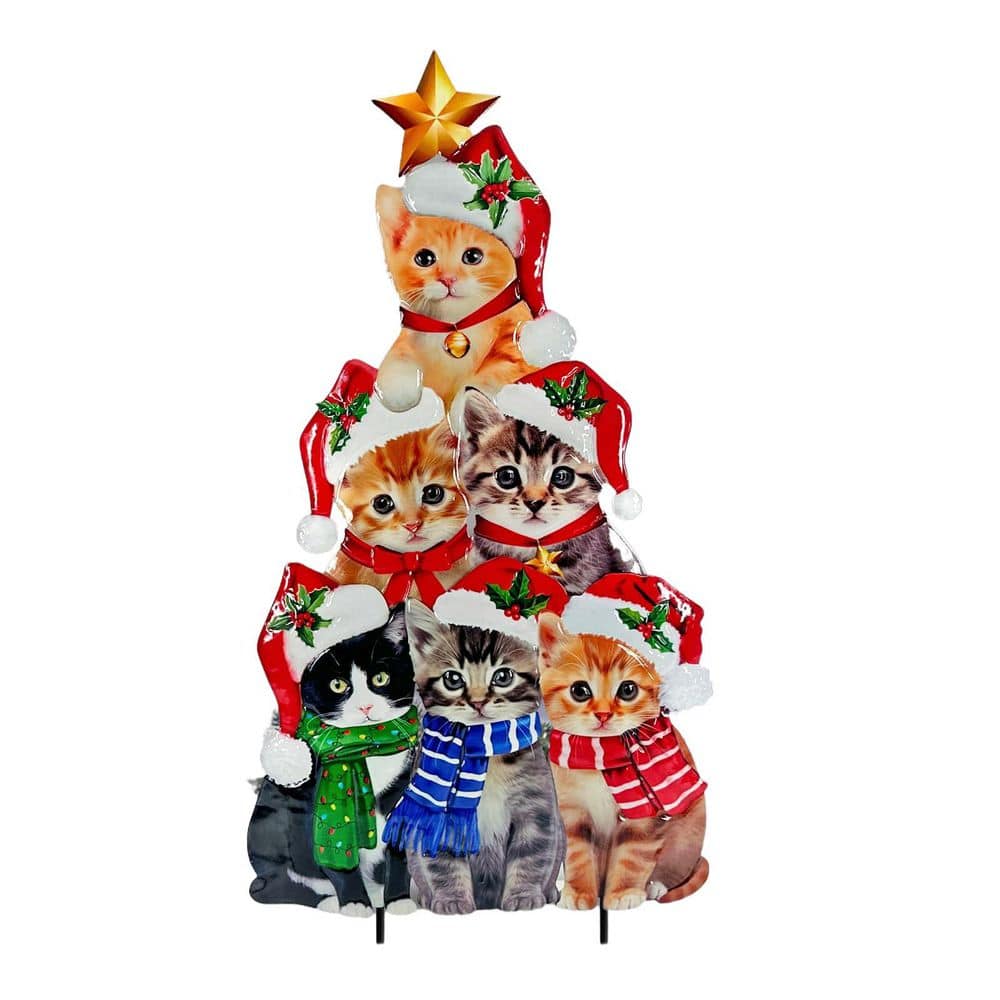 13 x 23.5 in. Metal Cats Christmas Tree Decorative Garden Stakes for Garden Patio Pathway Decor price history on PriceWatchPro