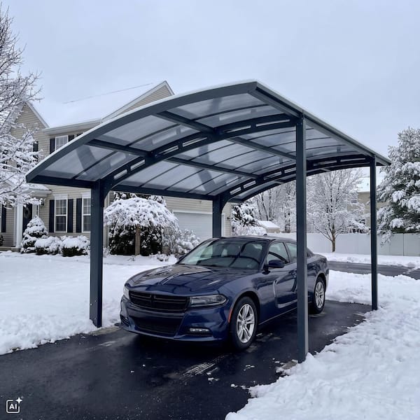 Arizona Breeze 10 ft. x 16 ft. Gray Single Slope Cantilever Metal Carport with Detachable Winter Support Kit