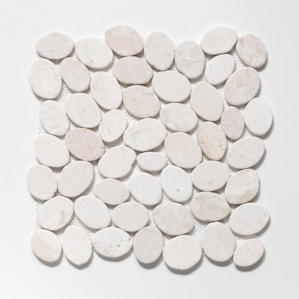 White Tumbled Marble Pebble Mosaic Tile for Floors and Walls