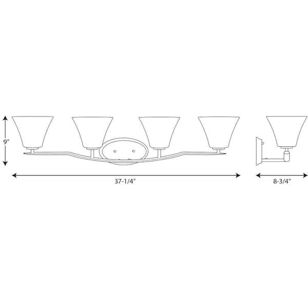 Bravo Collection 4-Light Brushed Nickel Etched Glass Modern Bath Vanity Light