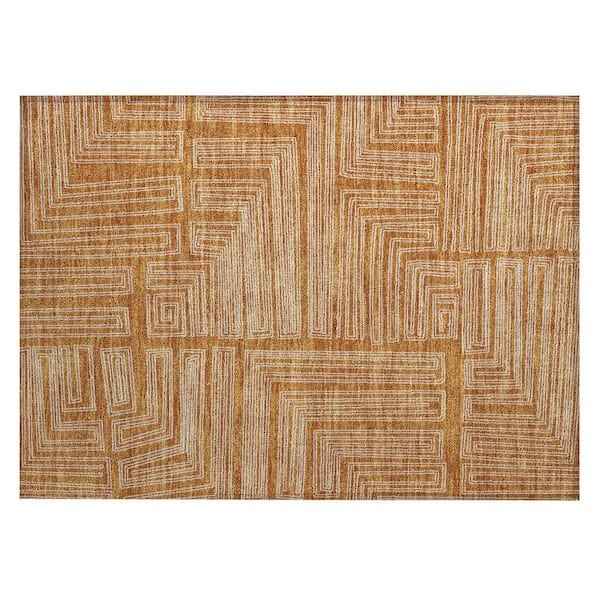 Chantille Machine Washable Indoor/Outdoor Abstract ACN1045 Paprika 1 ft. 8 in. x 2 ft. 6 in. Area Rug