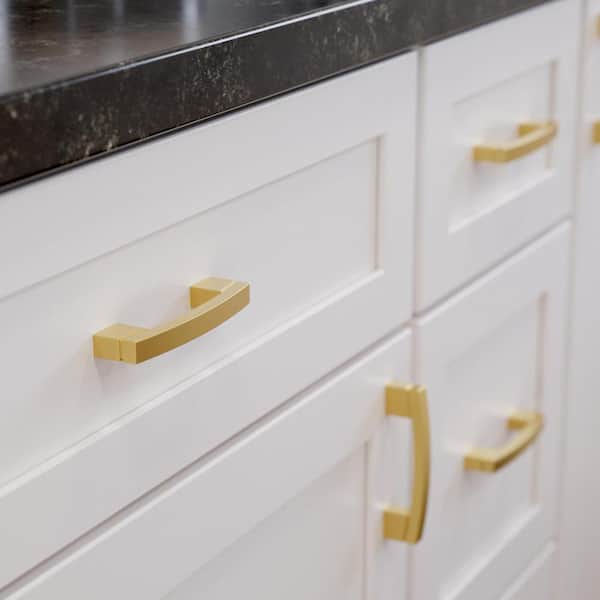 (10-Pack) Bold Arch Dual Mount 3 or 3-3/4 in. (76/96 mm) Modern Gold Arch Cabinet Handle Drawer Pulls