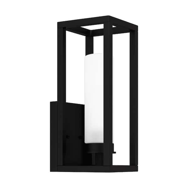 Quoizel Neville 1-Light Matte Black Hardwired Outdoor Wall Lantern Sconce