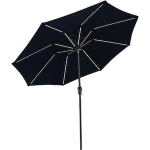 9 ft. Aluminum Market Solar Tilt Patio Umbrella in Navy Blue Sunbrella