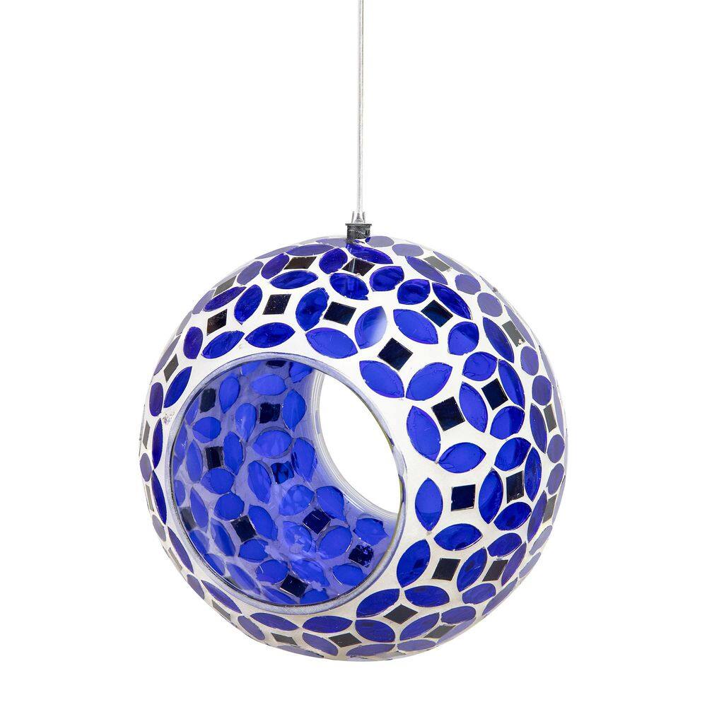 Sunnydaze Lavendar Mosaic Glass Fly-Through Hanging Bird