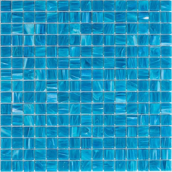 Apollo Tile Celestial 4" x 6" Glossy Pacific Blue Glass Mosaic Uniform square Wall and Floor Sample Tile 0.13 sq. ft./Piece (1-Pack)