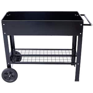 42 in. x 20 in. x 31 in. Products Elevated Mobile Raised Ergonomic Metal Planter Garden Bed, Black