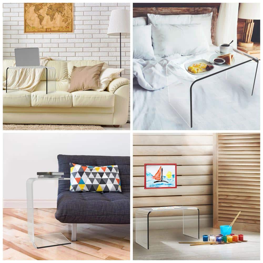 Acrylic Clear Modern C-Style Vertical End Table - thumbnail 9