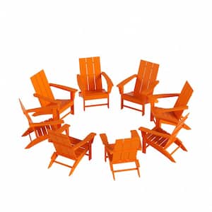 Shoreside Orange 8-Piece HDPE Plastic Patio Conversation Set