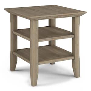 Acadian Solid Wood 19 in. Wide Square Transitional End Table in Distressed Grey