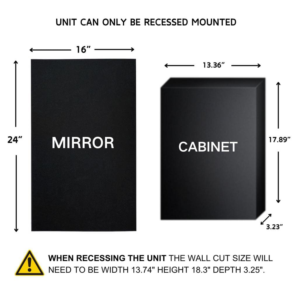 Brushed Nickel Rectangular Recessed Medicine Cabinet with Mirror
