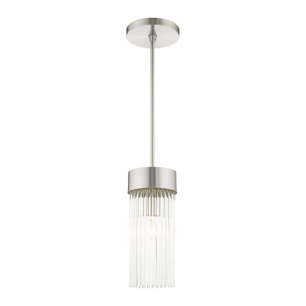 Brushed Nickel Crystal Drum Pendant Light