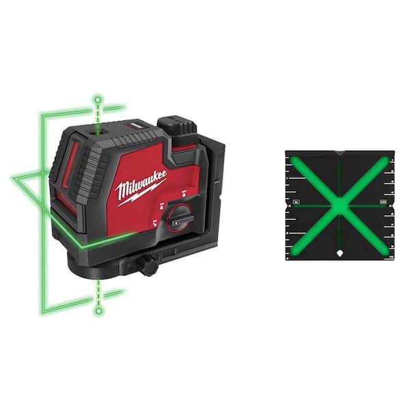 Milwaukee Green 100 ft. Cross Line and Plumb Points Rechargeable Laser Level with REDLITHIUM Lithium-Ion USB Battery and Target
