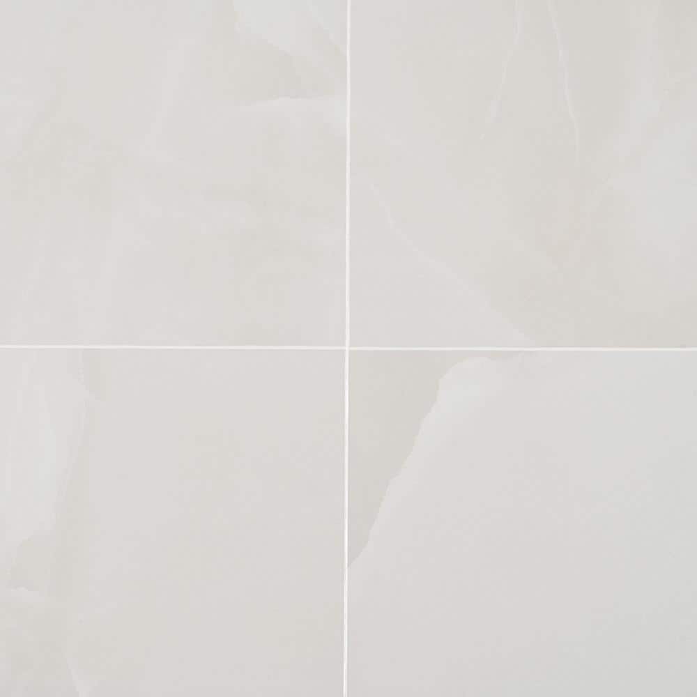 Saroshi 12" x 24" Matte White Porcelain Marble Look Tile